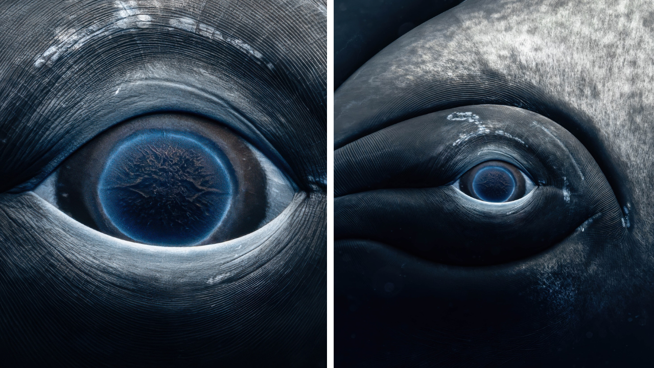 Whale Eye's Closeup: डोळे आहेत की आकाशगंगा? व्हेल माशाच्या डोळ्यांचा क्लोज अप शॉट पाहिलात का?