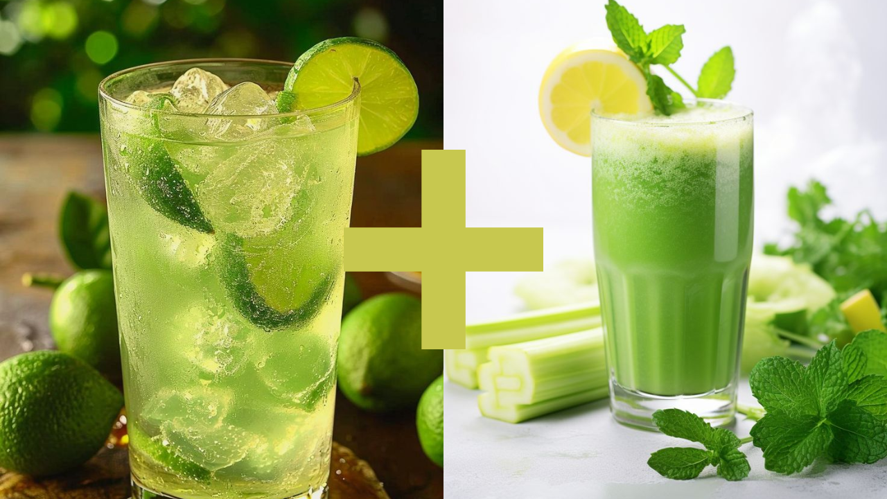 लिंबू पाणी + पुदीना = पचन सुधारण्यासाठी पुदीन्याचे गुणधर्म पचनक्रिया सुधारण्यास मदत करतात, तसेच गॅस व पोटाच्या तक्रारी दूर करण्यासही हे प्रभावी ठरते.