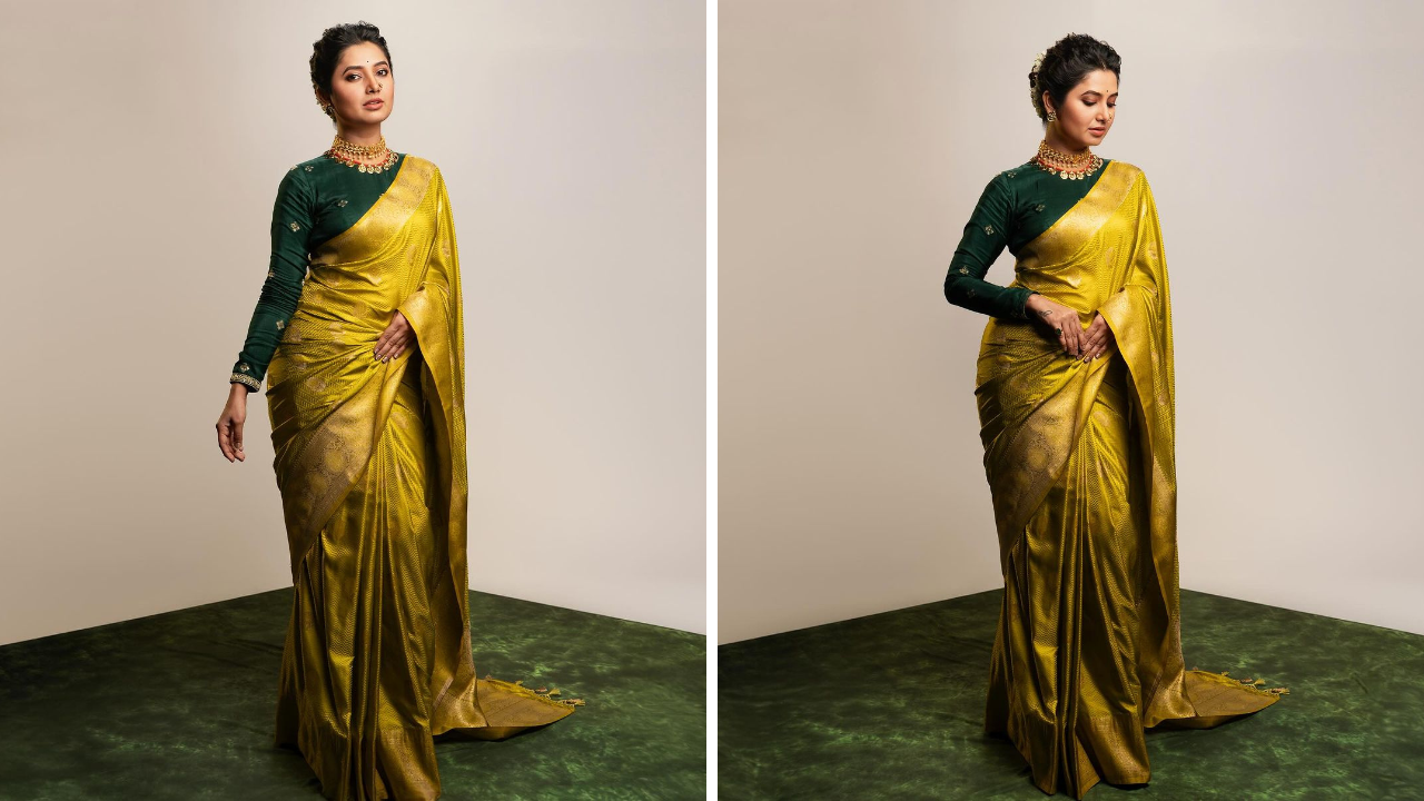 या साडीवर पारंपरिक लुक दिसावा यासाठी तिने आंबाडा घालून थोडे केसांना पफही केले असून केसात गजरा माळलाय, जेणेकरून साडीची शोभा अधिक वाढेल आणि हा लुक परफेक्ट दिसून येईल. तर तिच्या अदांनी त्यावर चारचाँद लावल्याचे दिसून आले आहे