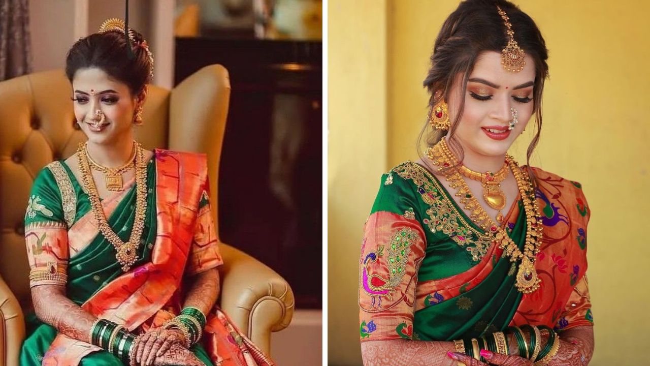 काठापदराच्या किंवा हिरव्या रंगाच्या पैठणी साडीवर हिरव्या रंगाचा बॉर्डर असलेला ब्लॉऊज परिधान करू शकता. यामुळे तुमचा लुक खूप उठावदार आणि हेवी दिसेल. 