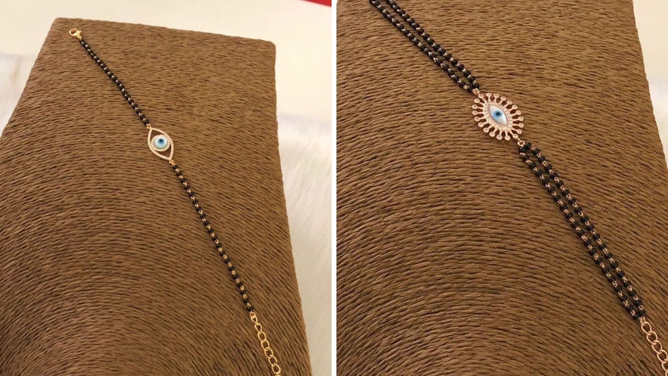 अनेक महिला नजर लागू नये म्हणून एव्हिल आय असलेले ब्रेसलेट हातामध्ये घालतात. त्यामुळे तुम्ही या पद्धतींने मंगळसूत्र ब्रेसलेट तयार करून घेऊ शकता. 