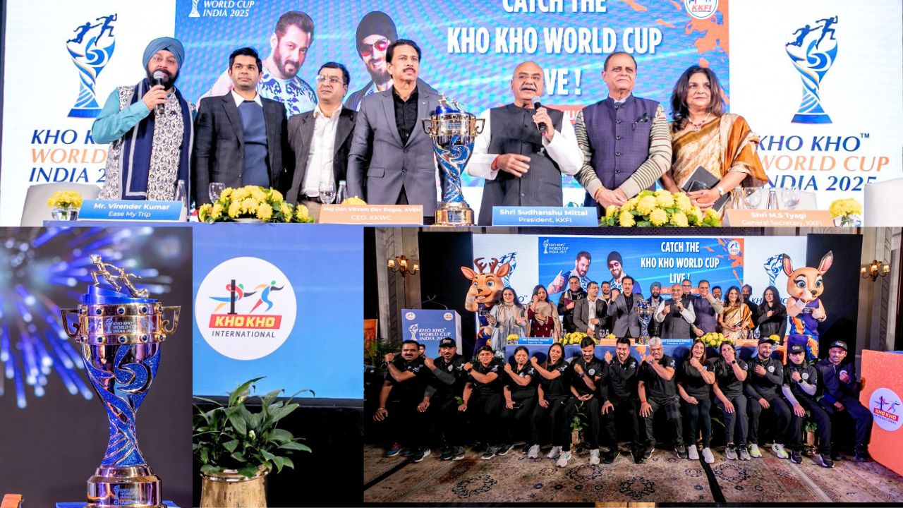 Kho Kho World Cup 2025 : खो खो विश्वचषकाचे शानदार सोहळ्यात अनावरण; प्रतीक म्हणून ‘शुभंकर’, ‘तेजस’ आणि ‘तारा’चे उद्घाटन