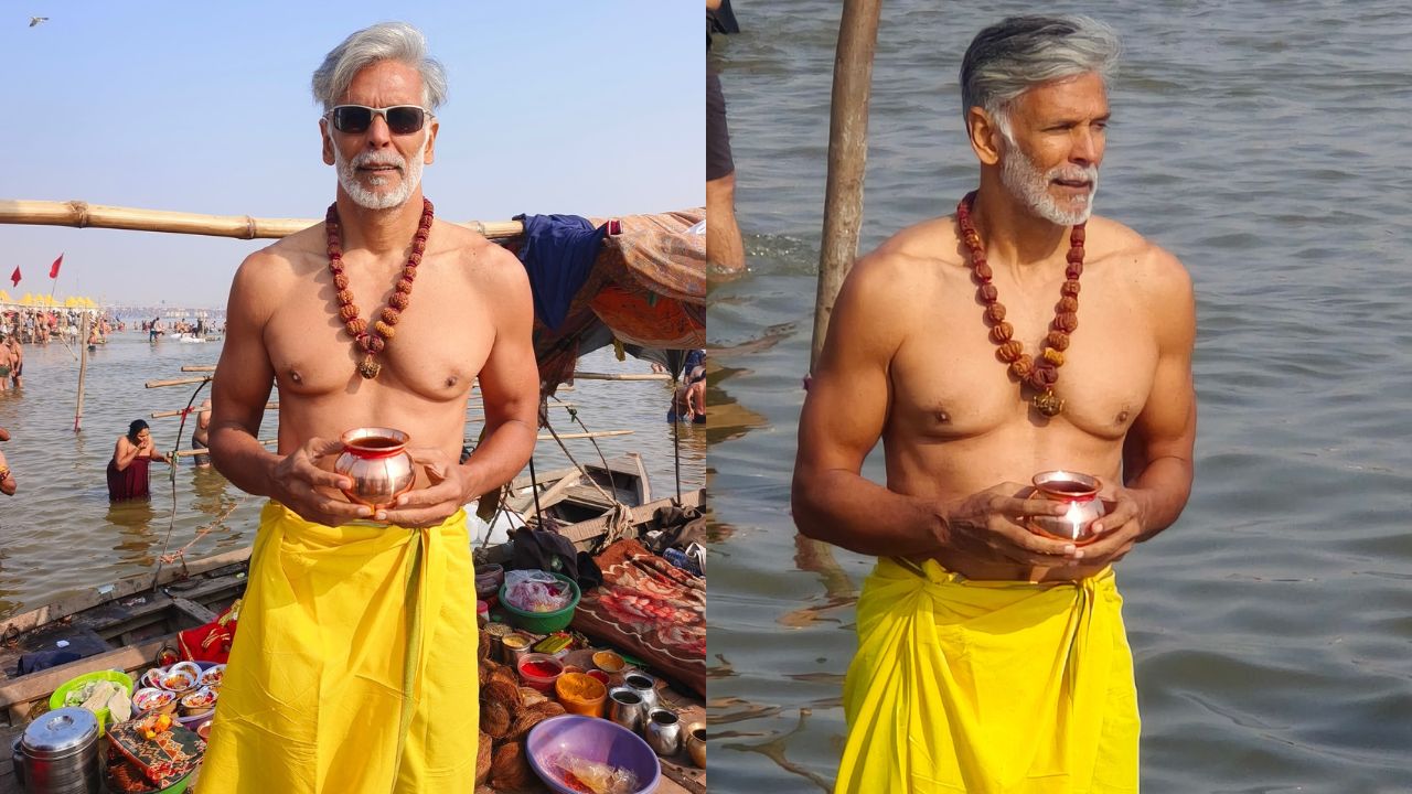 मिलिंद सोमण आणि त्याची पत्नी अंकिता कुंवरने मौनी अमावस्येच्या महाकुंभात श्रद्धेने स्नान केले आहे, ज्याचे फोटो त्यांनी सोशल मीडियावर शेअर केले आहेत. मिलिंदने शेअर केलेल्या फोटोंमध्ये तो पिवळ्या रंगाचे धोतर घातलेला आणि गळ्यात रुद्राक्ष धारण केलेला दिसत आहे.
