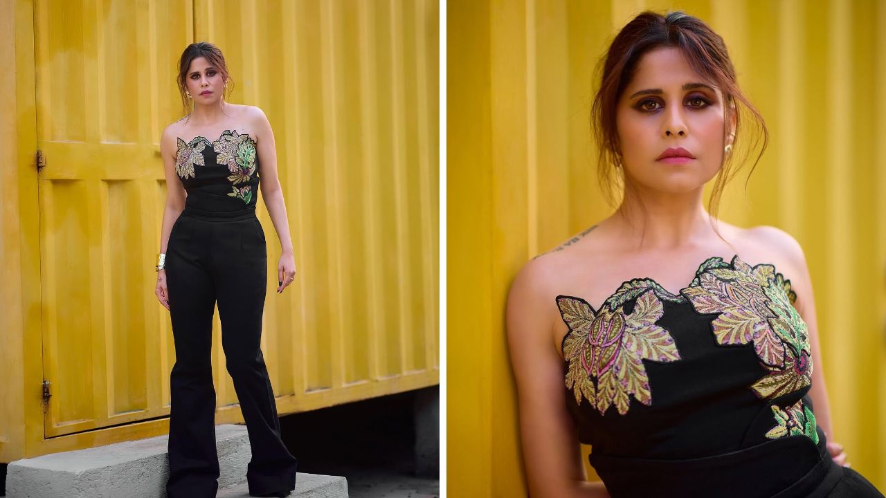 सईने मॅट मेकअपचा आधार घेत, डार्क काजळ, स्मोकी आईज लुक, डार्क भुवया, गालाला हायलायटर लावले आहे आणि यासह तिने पिंक न्यूड शेड लिपस्टिकचा ओठांवर वापर करत आपला लुक पूर्ण केलाय 