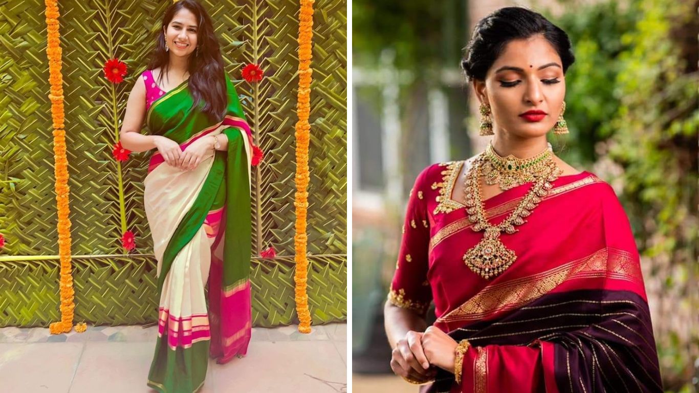 मैसूर सिल्क साडी कॉस्ट्रास्ट बॉर्डर आणि लाईट वेट असलेली सुंदर साडी आहे. ही साडी तुम्ही सणावाराच्या दिवशी किंवा इतर कार्यक्रमांमध्ये सुद्धा नेसू शकता. 