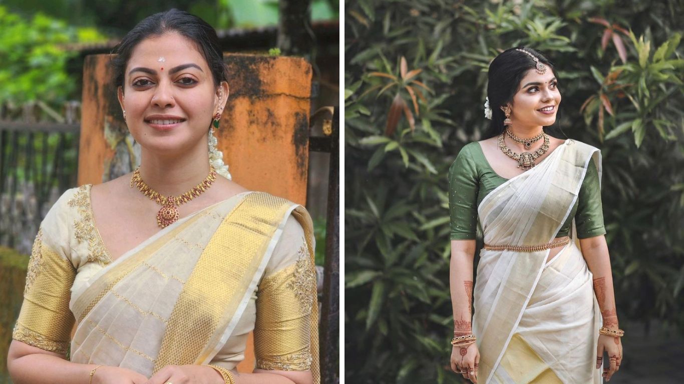 साऊथ इंडियन किंवा तामिळ लग्नामध्ये नवरीला प्रामुख्याने पांढऱ्या रंगाची कसावू साडी नेसण्यास दिली जाते. या साडीवर कोणत्याही रंगाचा ब्लॉऊज अतिशय सुंदर दिसतो. तुम्हीसुद्धा लग्नात या पद्धतीची साडी नेसू शकता. 