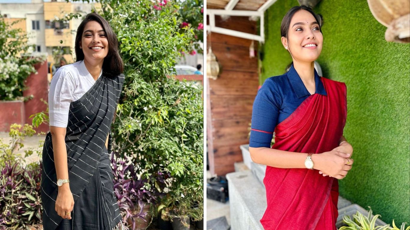 कॉलर असलेले ब्लाऊज कॉटनच्या साडीवर खुलून दिसतात. कॉलर असलेला ब्लाऊज शिवून त्यावर तुम्ही लांब हात शिवू शकता. 