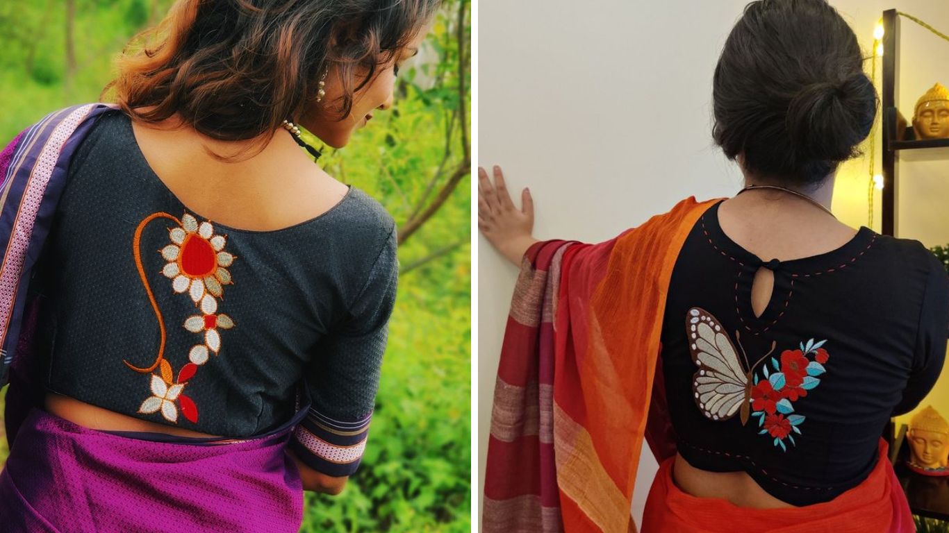 हल्ली ब्लॉउजवर फॅब्रिक पेंटिंग सुद्धा करून दिले जाते. त्यामुळे तुम्ही बंद गळ्याचा ब्लॉउज शिवून त्यावर या पद्धतीची डिझाईन बनवून घेऊ शकता.  