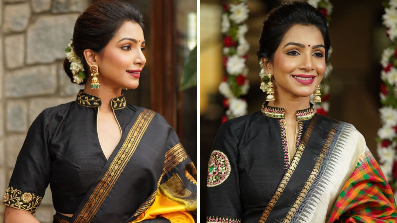 तुम्हाला जर क्लोज नेक ब्लॉउज परिधान करायला आवडत असेल तर तुमच्यासाठी हा पर्याय अगदी उत्तम आहे.