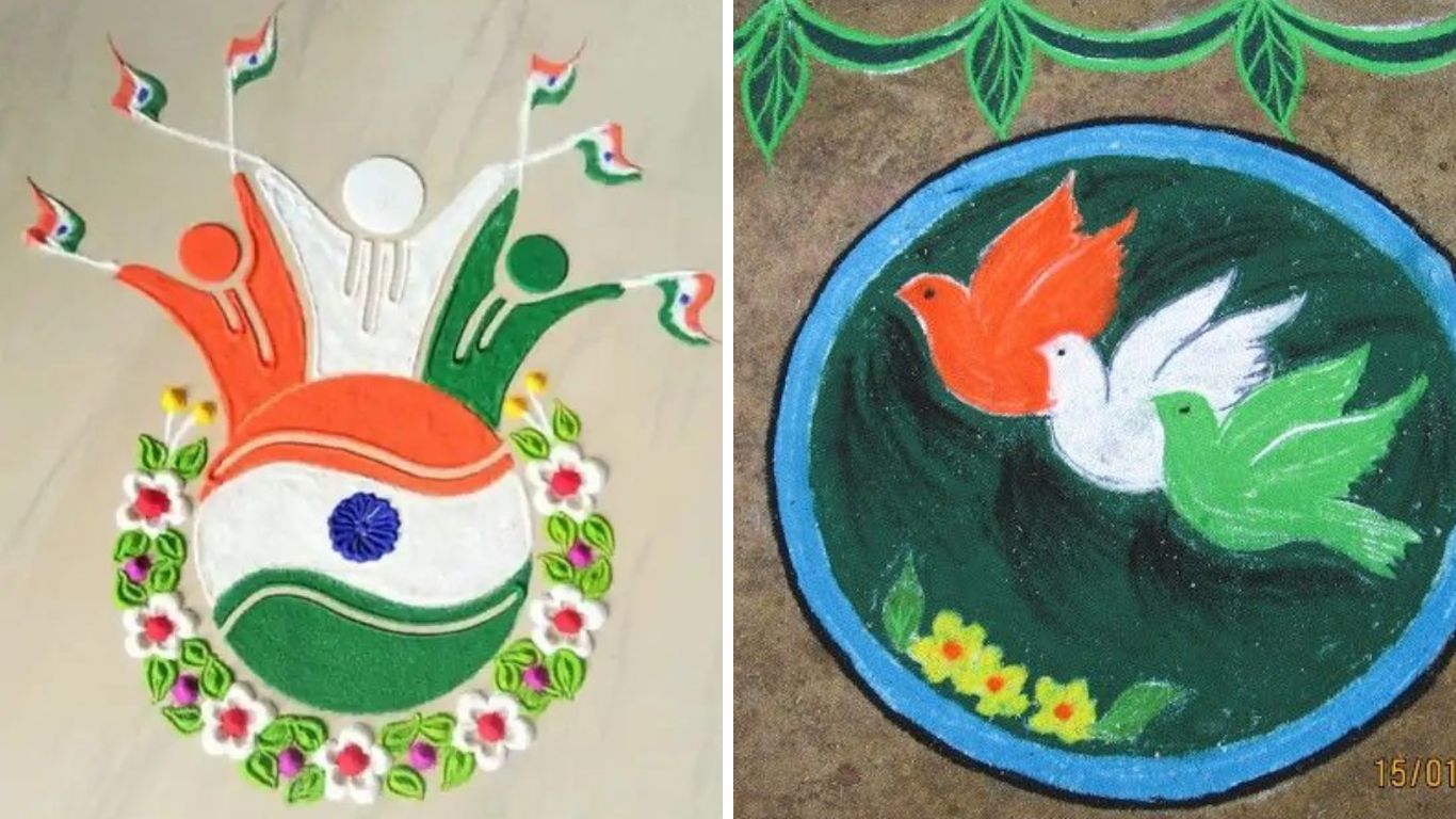 संस्कार भारती रांगोळीमध्ये ३ रंगाचा वापर करून तुम्ही काडीच्या साहाय्याने या पद्धतीची सुंदर रांगोळी काढू शकता.  