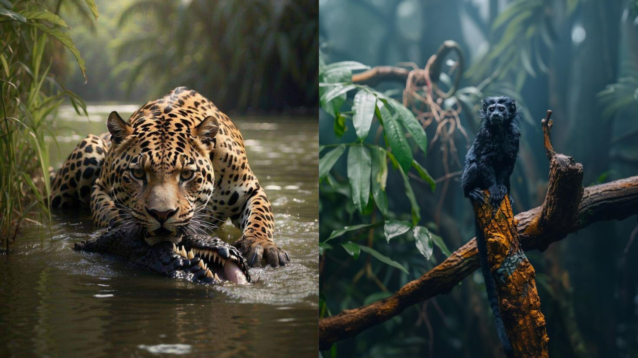 ॲमेझॉनचे जंगल, ज्याला ॲमेझॉन रेनफॉरेस्ट म्हणूनही ओळखले जाते, हे जगातील सर्वात मोठे वर्षावन आहे. हे ब्राझील, पेरू, कोलंबिया, व्हेनेझुएला, इक्वेडोर, बोलिव्हिया, गयाना, सुरीनाम आणि फ्रेंच गयाना यासह दक्षिण अमेरिकेतील नऊ देशांमध्ये पसरलेले आहे
