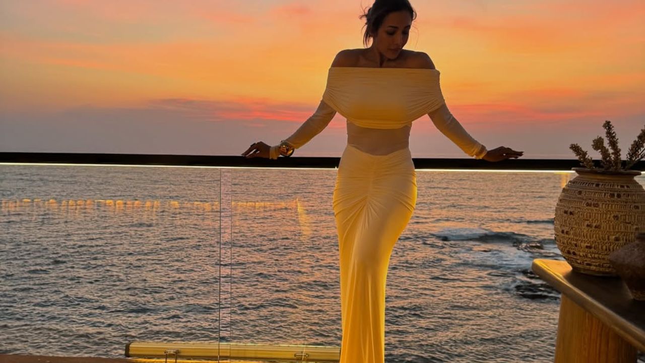 मलायकाने या गाऊनसह अगदी मिनिमल दागिने घातले असून केवळ हाताता एक ब्रेसलेट घातले आहे. याशिवाय तिने कोणताही जास्त मोठा वा लहान दागिना घातलेला नाही