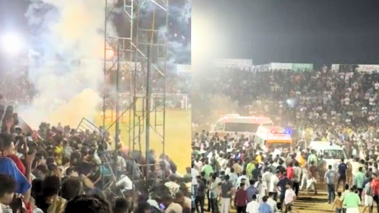 Kerala Football Match Fire VIDEO : रोमांचक मोडमध्ये आलेल्या फुटबॉल सामन्यादरम्यान भीषण आग, अचानक आकाशातून आले रॉकेट, पाहा VIDEO