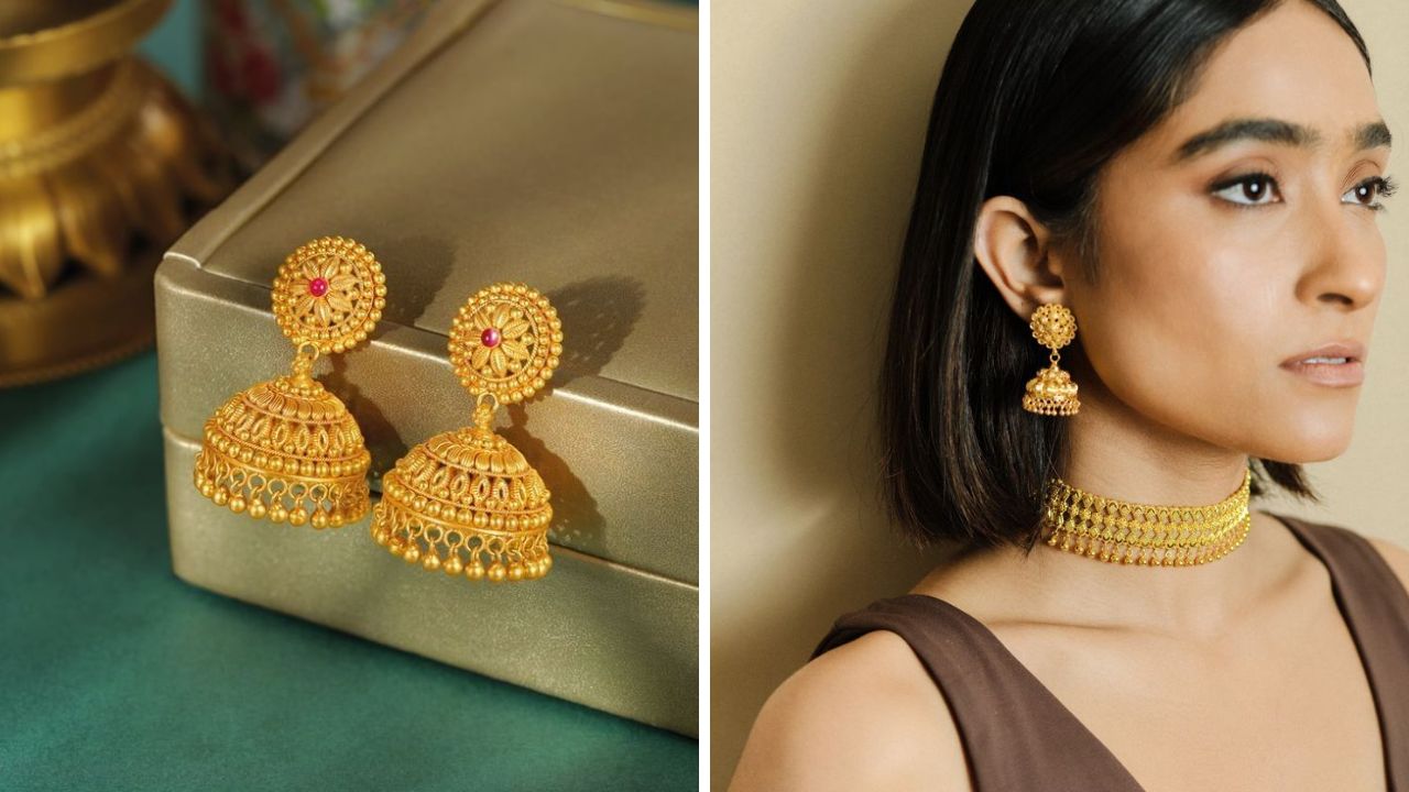 पैठणी किंवा इतर कोणत्याही साडीवर सोन्याचे झुमके अतिशय सुंदर दिसतात. त्यामुळे तुमचा लुक अधिक उठावदार करण्यासाठी तुम्ही मोठ्या आकाराचे झुमके परिधान करू शकता.