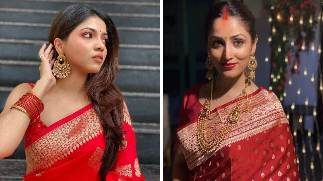 हुप डिझाइन्स असलेले कानातले कोणत्याही पेस्टल रंगाच्या साडीवर घातल्यास तुमचे कान भरलेले आणि उठावदार दिसतील. या कानातल्यांमुळे तुमच्या सौदंर्यात वाढ होईल.