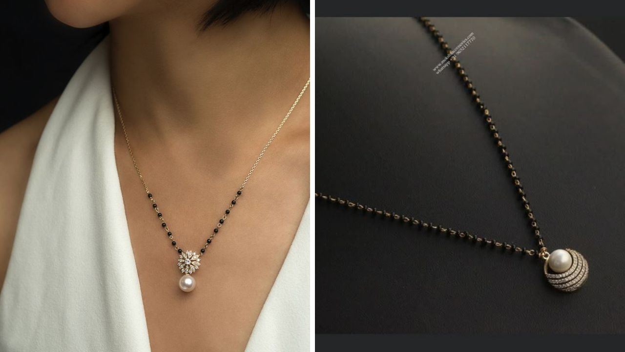 नाजूक साजूक पेंडेंट असलेले मंगळसूत्र गळ्यामध्ये अतिशय सुंदर दिसतात. त्यामुळे तुम्ही या पद्धतीचे मोती पेंडेंट मंगळसूत्र रोजच्या वापरात घालू शकता. 