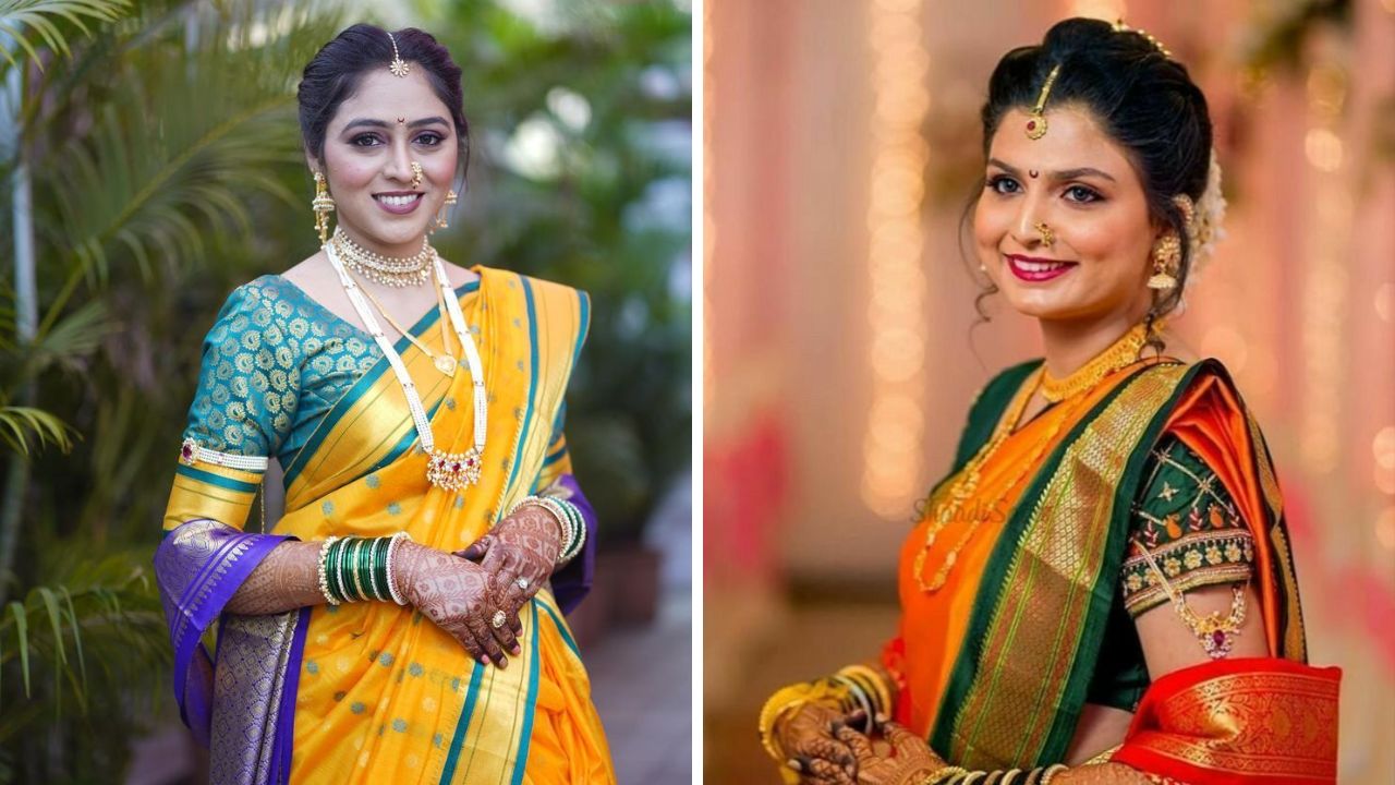 नऊवारी साडी परिधान केल्यानंतर तुम्ही या पद्धतीचा सुंदर मांग टीका परिधान करू शकता. त्यामध्ये तुम्ही मोती किंवा नाजूक चैन असलेला मांग टिक्का खरेदी करू शकता. नऊवारी साडीवर या पद्धतीचा मांग टीका अतिशय सुंदर दिसेल.