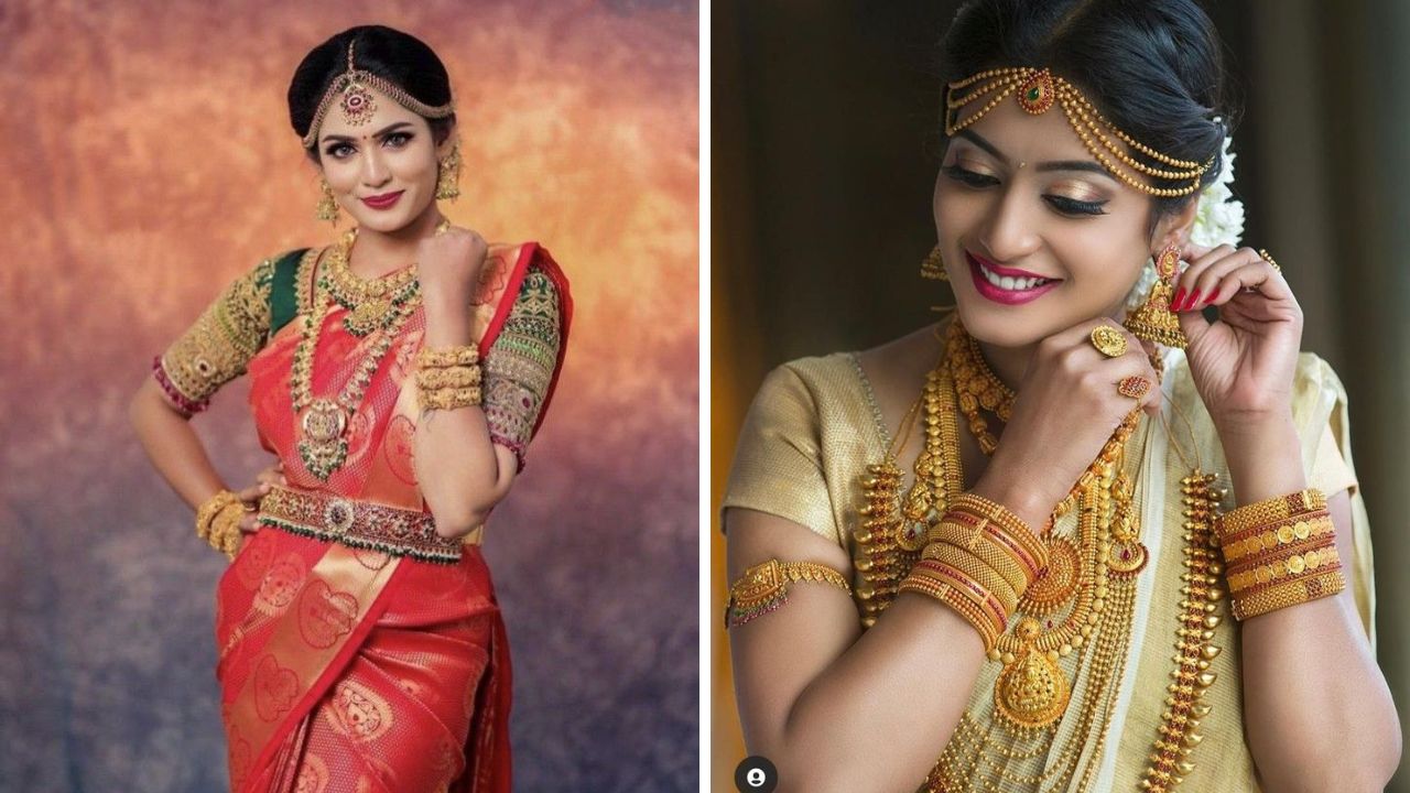 साऊथ इंडियन लुक केल्यास तुम्ही या पद्धतीचा भरीव डिझाईन असलेला मांग टीका परिधान करू शकता. मांग टिक्का निवडताना त्यावर सूट होतील असे कानातले आणि गळ्यातील दागिन्यांची निवड करावी.