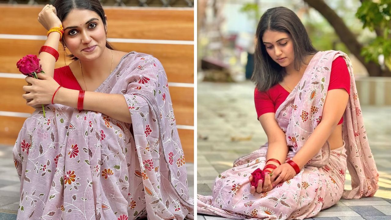 व्हॅलेंटाईनच्या निमित्ताने रिंकूने काही फोटो शेअर केले आहेत. तिने गुलाबी रंगाची प्रिंटेड साडी नेसली असून तिचा हा लुक अप्रतिम आणि आकर्षक दिसतोय