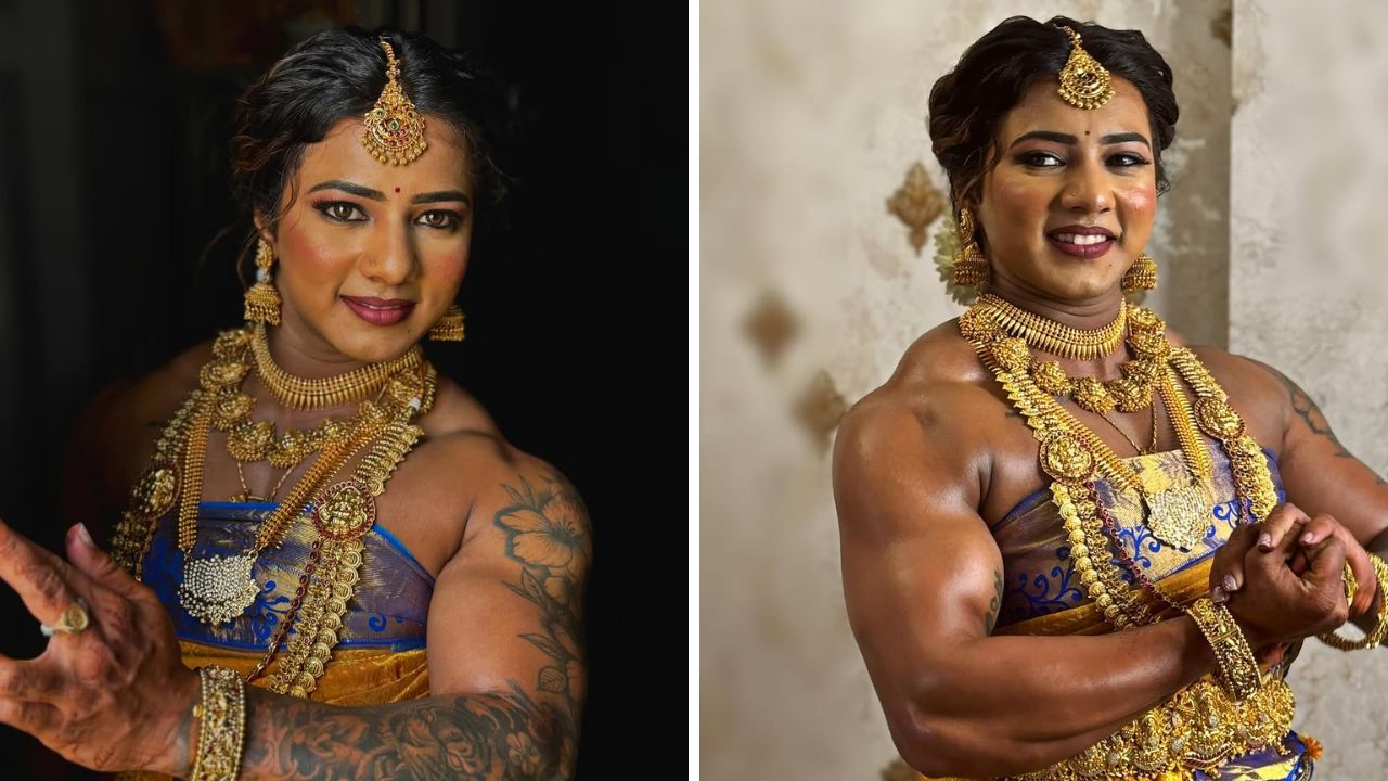 चित्राने तिच्या लग्नात कांजीवरम साडी नेसत शरीरयष्टीचे प्रदर्शन केले. तिचे फोटो सोशल मीडियावर मोठ्या प्रमाणात व्हायरल होत आहेत. 