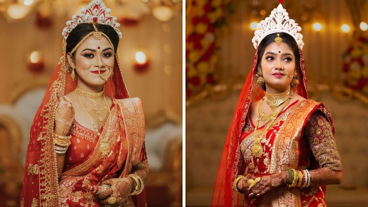 पश्चिम बंगालमध्ये नववधूच्या डोक्यावर  शंखपोला आणि मुकूट घालण्याची पद्धत आहे. शंखाच्या बांगड्या आणि लाल प्रवाळाच्या बांगड्या बंगाली लग्नात परिधान केल्या जातात. 