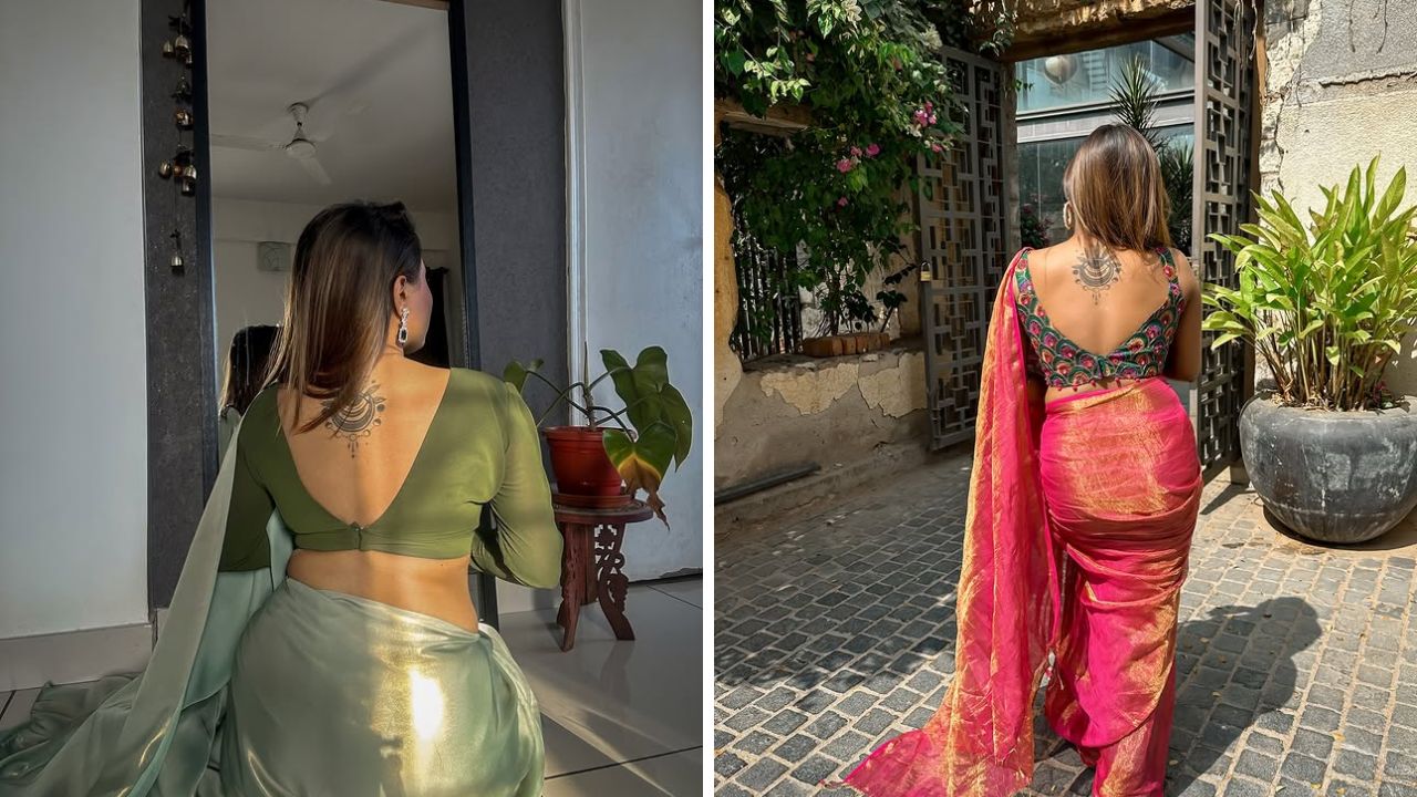 व्ही शेपमध्ये शिवलेले ब्लाऊज अतिशय सुंदर आणि उठावदार दिसतात. त्यामुळे रोजच्या वापरातील साड्यांवर तुम्ही या पद्धतीचे साधे ब्लाऊज शिवून घेऊ शकता. 