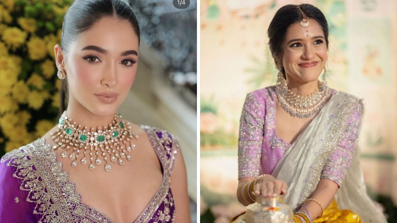 न वर्क, थ्रेड वर्क केलेल्या साडी किंवा लेहंग्यावर तुम्ही या पद्धतीचा सुंदर नेकलेस परिधान करू शकता. या पद्धतीच्या नेकलेसमध्ये वेगवेगळ्या रंगाच्या हिऱ्यांचा वापर केला जातो. 
