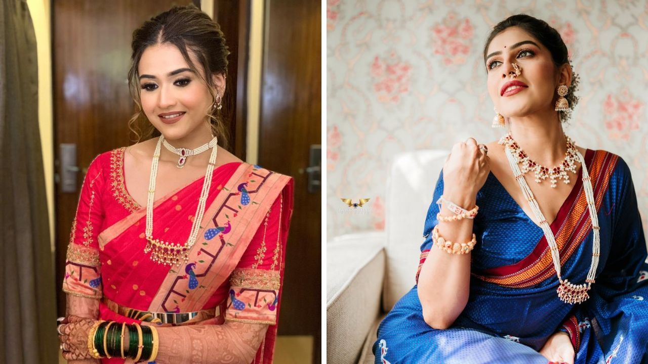साडी नेसल्यानंतर महिला मोत्याचे दागिने घालतात. त्यामध्ये तुम्ही चिंचपेटी, तन्मणी किंवा मोत्याचा मोठा नेकलेस घालू शकता. नऊवारी साडीवर मोत्याचा नेकलेस सुंदर दिसतो. 
