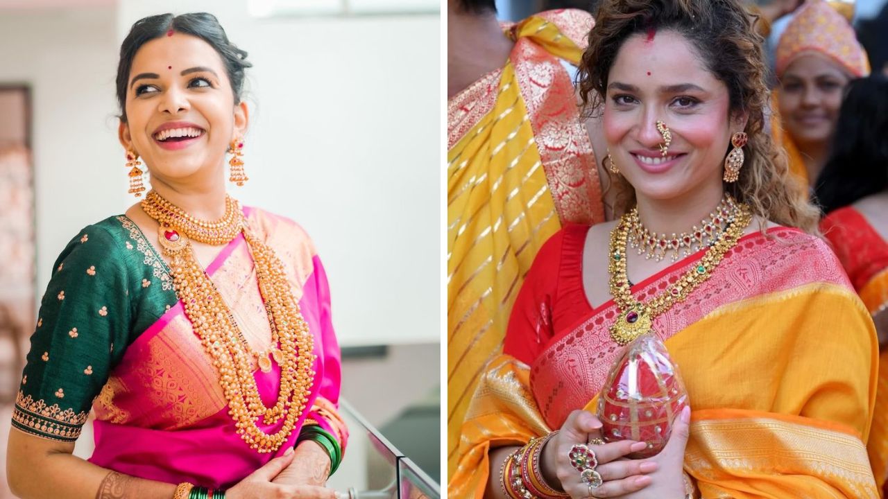 नऊवारी साडी किंवा काठपदर साडी परिधान केल्यानंतर त्यावर तुम्ही कोल्हपुरी साज किंवा मोत्याचा कोल्हापुरी साज परिधान करू शकता. कोल्हापुरी साज हा मराठमोळा पारंपरिक दागिना आहे. 