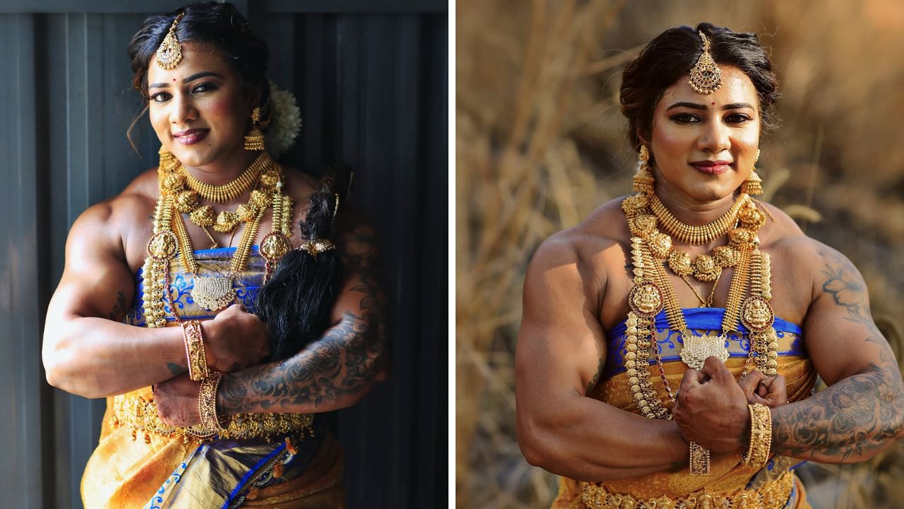 कांजीवरम साडीवर तिने सोन्याचे दागिने परिधान केले आहेत. त्यामध्ये नेकलेस, कानातले, मांग टिक्का, बांगड्या इत्यादी अनेक दागिने घातले आहेत. तिच्या दागिन्यांमध्ये राजेशाही आणि पारंपरिक डिझाइन्स आहेत. 