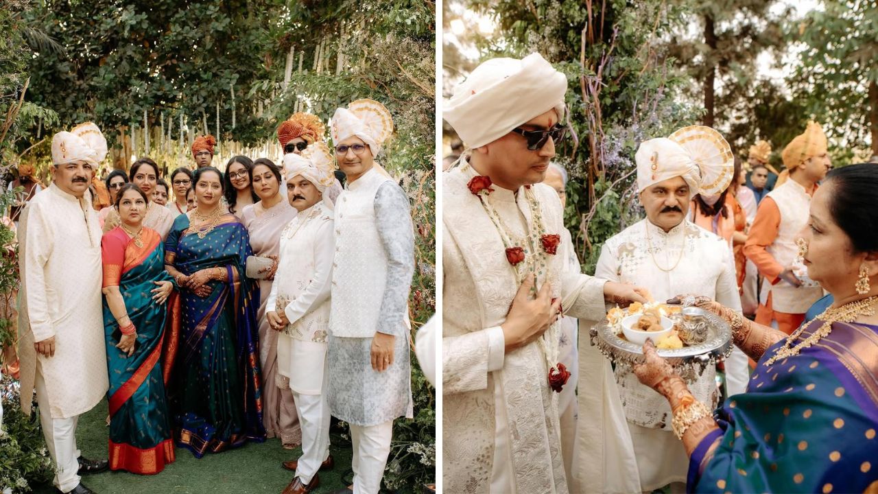 टेम्पल दागिन्यांमधील सुंदर आणि भरीव बांगड्या त्यांनी साडीवर घातल्यामुळे त्यांचा लुक अजूनच आकर्षक दिसत आहे. पैठणी साडीवर टेम्पल दागिने सुंदर दिसतात. 