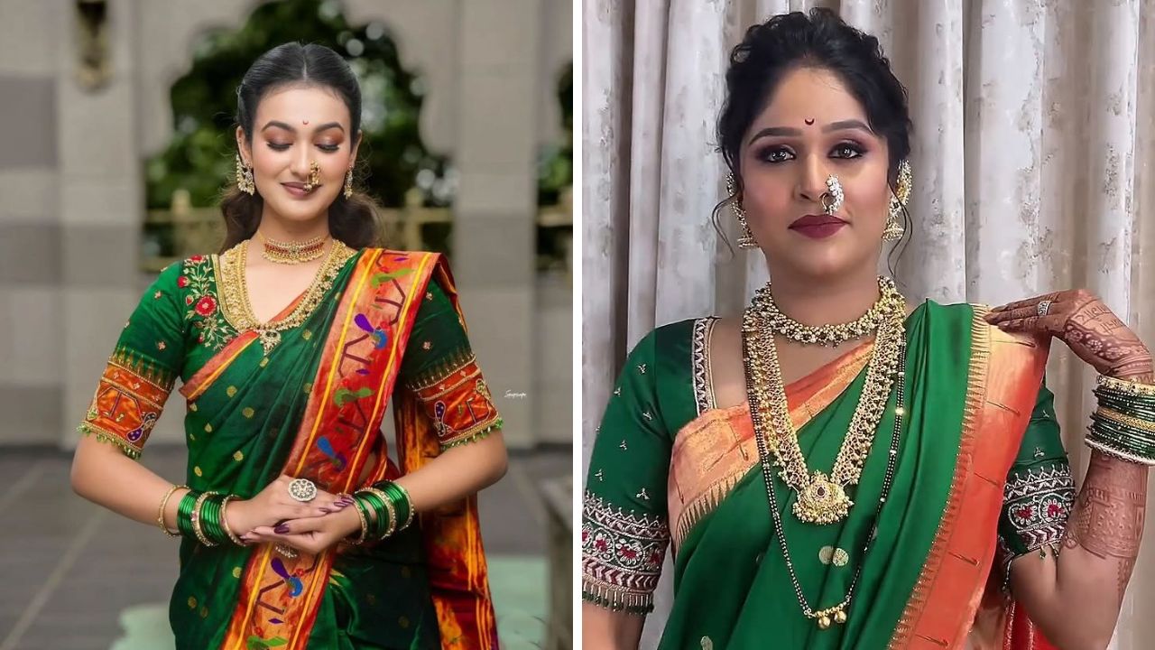 हिरवा, गर्द हिरवा, पोपटी किंवा हिरव्या रंगातील सर्वच शेड्स तुम्ही सणावाराच्या दिवसांमध्ये नेसू शकता. पैठणी साडीमधील सगळ्यात उठावदार आणि डार्क रांगांमध्ये हिरवा रंग आहे. 