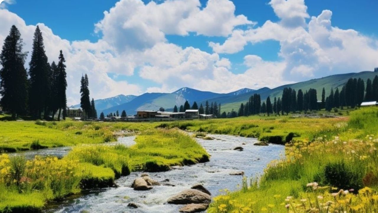 गुलमर्ग ,कश्मीर : काश्मीरला बर्फामध्य फिरायला कोणाला नाही आवडत. मात्र वसंतात देखील काश्मीरचं सौैंदर्य भूरळ पाडतं. बर्फ हळूहळू वितळायला लागल्याने दुथडी भरून वाहणाऱ्या नद्या आणि किनारी असलेल्या रंगीबेरंगी फुलांनी बहरून गेलेली बाग पाहणं निसर्गप्रेमींना कायम खुणावतं. 