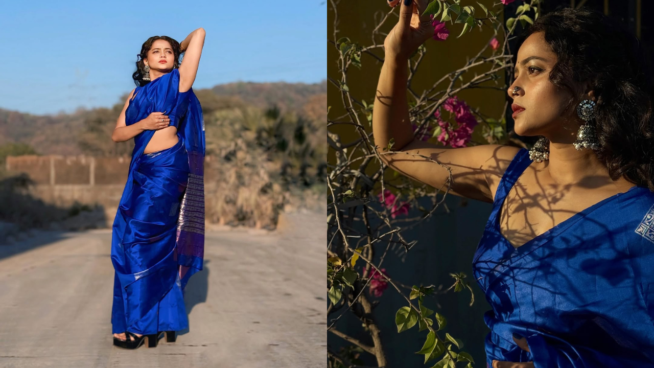 अभिनेत्री शिवाली परबने शेअर केले निळ्या रंगाच्या साडीतील सुंदर Photos. (फोटो सौजन्य - Social Media)