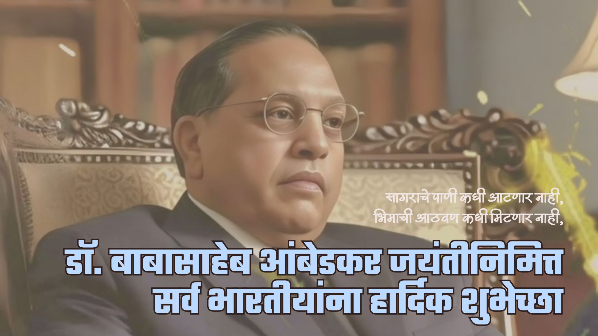 सागराचे पाणी कधी आटणार नाही, भिमाची आठवण कधी मिटणार नाही... डॉ. बाबासाहेब आंबेडकर जयंतीनिमित्त सर्व भारतीयांना हार्दिक शुभेच्छा