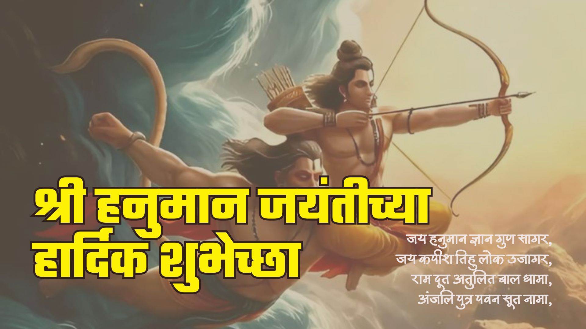 जय हनुमान ज्ञान गुण सागर, जय कपीश तिहु लोक उजागर, राम दूत अतुलित बाल धामा, अंजलि पुत्र पवन सूत नामा, जय श्री राम, जय हनुमान… हनुमान जन्मोत्सवाच्या हार्दिक शुभेच्छा!.