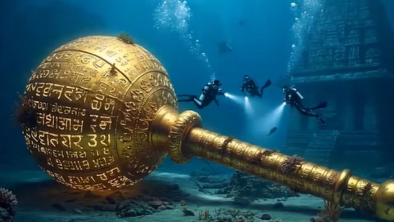 समुद्रात दिसून आली महाकाय गदा, साखळी आणि हेलिकॉप्टरने काढण्यात आले बाहेर; अद्भुत फोटोज व्हायरल