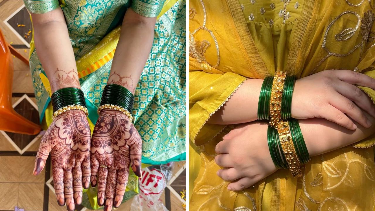 हातामध्ये काचेच्या बांगड्या घातल्यामुळे महिलांपर्यंत नकारात्मक ऊर्जा येत नाही. याशिवाय मानसिक तणाव दूर करण्यासाठी हातांमध्ये रांगोबेरंगी बांगड्या घालाव्यात. यामुळे मन शांत राहते. 