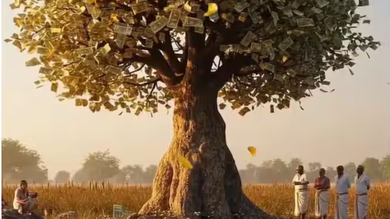 मात्र हे सर्वच दृश्य काही खरे नसून ही फक्त कल्पना आहे जिला एआयद्वारे एक अनोखे रूप डदेण्यात आले आहे. आर्टिफिशियल इंटेलिजेंसची मदत घेऊन एक गाव जिथे पैशांची झाडे असल्याचे दृश्य दाखवण्यात आले आहे 
