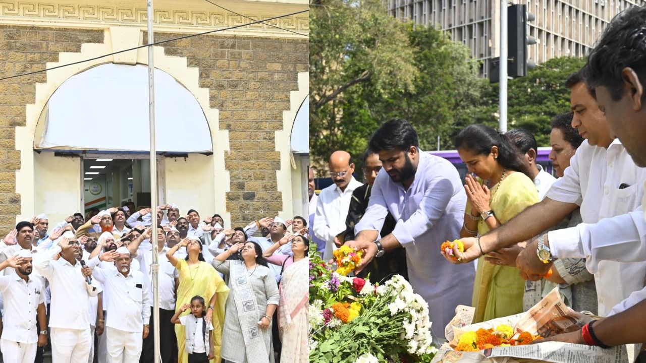 खासदार सुप्रिया सुळे यांन संयुक्त महाराष्ट्राच्या लढ्यात बलिदान देणाऱ्या हुतात्म्यांना हुतात्मा चौक, मुंबई येथील स्मारकास महाराष्ट्र अभिवादन केले.