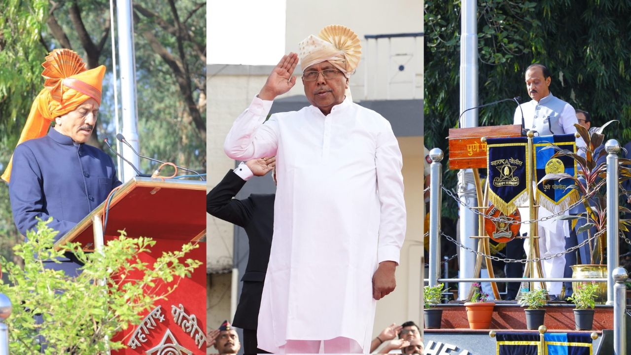 Political leaders hoisted the flag and saluted on the occasion of Maharashtra Day 2025