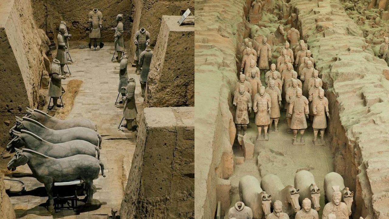 चीनचे पहिले सम्राट किन शी हुआन यांची कबर ही चिनी इतिहासातील सर्वात रहस्यमय ठिकाणांपैकी एक आहे. इथे हजारो सैनिकांचे पुतळे आहेत. 

