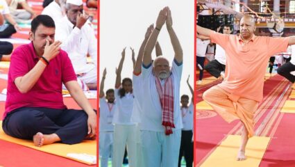 International Yoga Day : योगासने करत राजकीय नेत्यांनी साजरा केला ‘योग दिन’; पहा खास फोटो