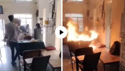 सततच्या कटकटीला कंटाळला, लाईट गेली म्हणून थेट वीज विभागाच्या कार्यालयालाच लावली आग; धक्कादायक Video Viral