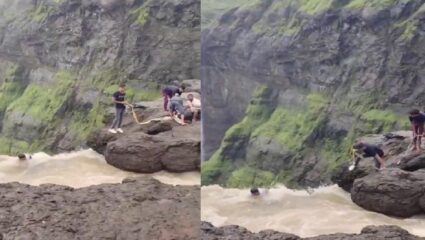नदी पार करताना पाय घसरला अन्…; काळू धबधब्याजवळ तरुणाचा थरारक बचाव