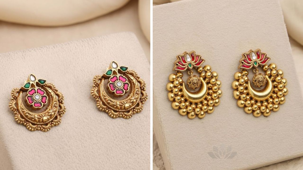 सोनं चांदी म्हणजे महिलांसाठी अतिशय जिव्हाळ्याचा विषय. सर्वच महिलांना सोन्याचे दागिने परिधान करायला खूप जास्त आवडतात. त्यामुळे ट्रेडीशन ड्रेस घातला असेल तर तुम्ही टॉप्स कानातले घालू शकता. 