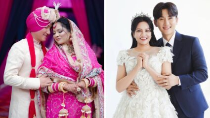 प्रेमासाठी वाट्टेल ते!  Korean  मुलाने जिंकले पंजाबी मुलीचे मन, जपली भारतीय परंपरा; लग्नातील वेष पाहून म्हणाल, ‘मुलगा असाच हवा’