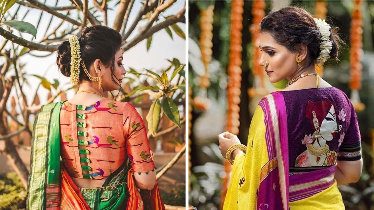 चारचौघांमध्ये उठावदार आणि युनिक दिसण्यासाठी तुम्ही ब्लाऊजवर हाताने काढलेले पेंटिंग करून घेऊ शकता. या पद्धतीचे ब्लाऊज कोणत्याही साड्यांवर सुंदर दिसतात.  