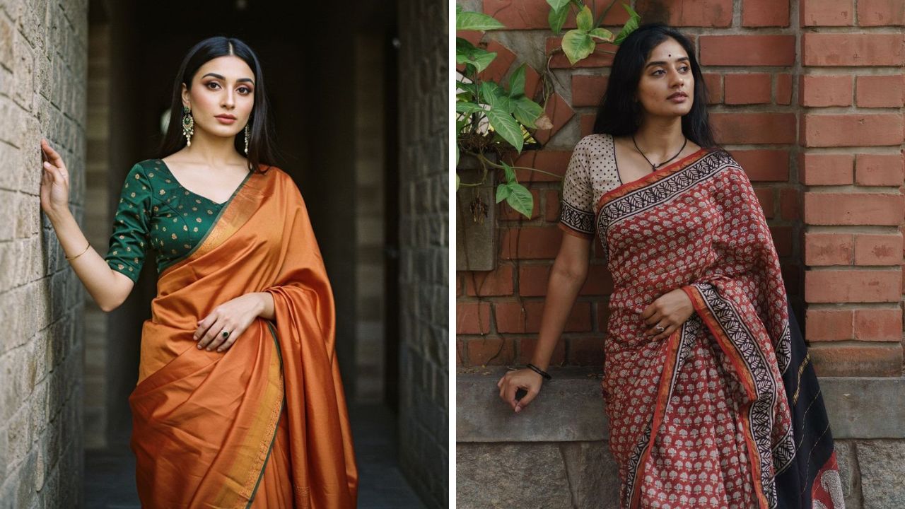 कॉटनच्या साडीवर नेमकी कशी हेअर स्टाईल करावी बऱ्याचदा सुचत नाही. अशावेळी तुम्ही  पारंपरिक पद्धतीची किंवा मोकळ्या केसांची हेअर स्टाईल करू शकता.   