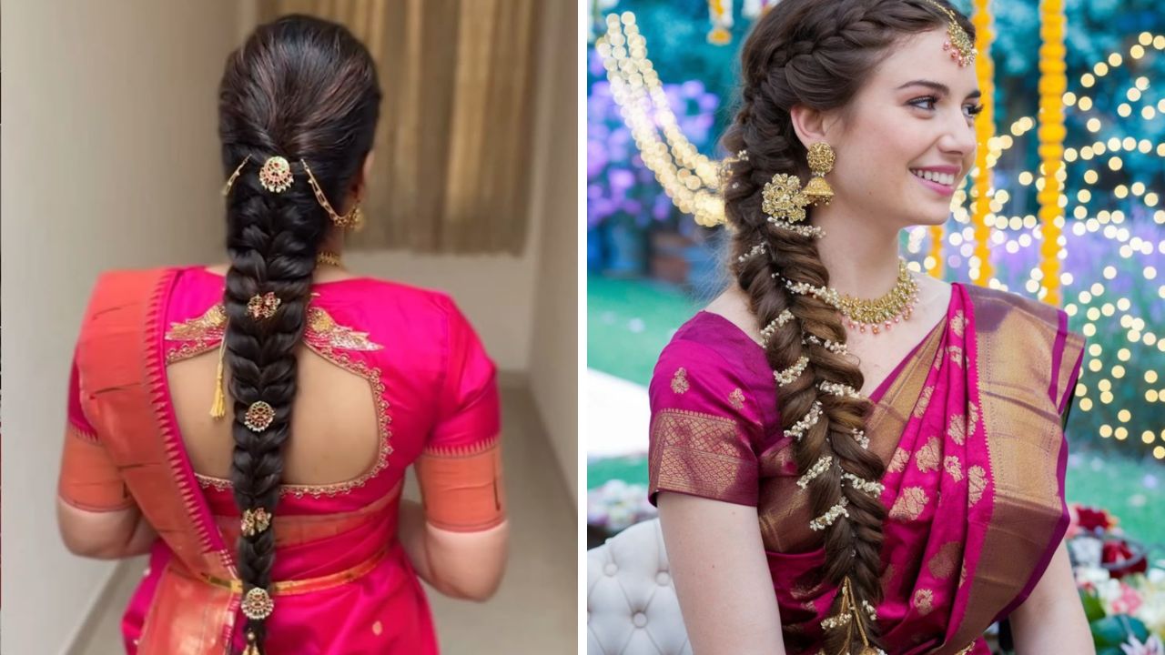 काहींना साडी किंवा ड्रेस घातल्यानंतर वेणी  घालायला खूप जास्त आवडते. वेणी घातल्यानंतर वेणीच्या मध्यभागी अशा प्रकारची हेअर ज्वेलरी लावल्यास तुमचे केस उठावदार आणि सुंदर दिसतील. 
